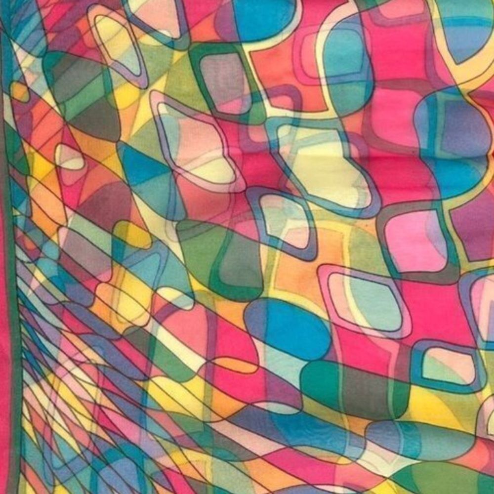 Tickled Pink Silk Oblong Pink Scarf Geometric Print 
New With Tag